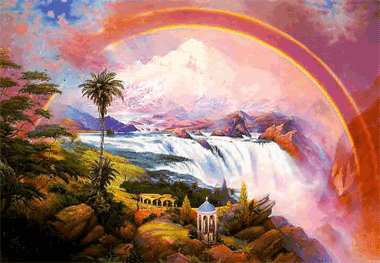 радуга и водопад
